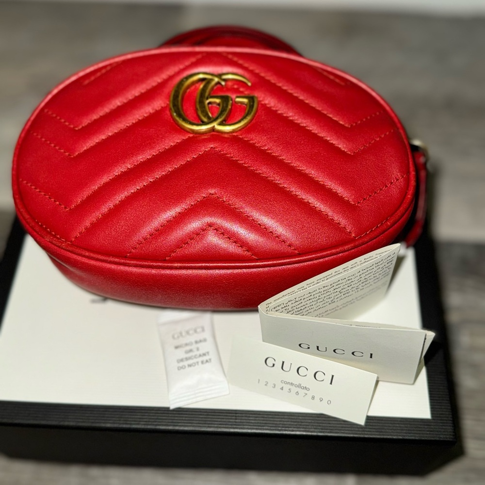 Gucci Red Quilted Leather Crossbody Bag